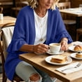 thumbnail image 5 of Warop Women's Cardigan Sweaters Ruffle 3/4 Sleeve Casual Openwork Knit Sweater Tops Oversized Fall Coat, 5 of 6