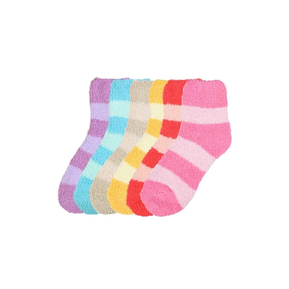 MOPAS Women's 6 Pairs Winter Cozy Slipper Fuzzy Soft Socks [Pattern: Stripe-B2]