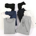 thumbnail image 5 of YueHuiYing Men's Crewneck Loungewear Set Solid Color Loose Casual Athletic Style Outdoor Wear Long Sleeve Shirts Sets, 5 of 6