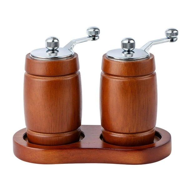 Molinillo de condimentos, molinillo de madera, manivela ajustable, molinillo de sal profesional Dos con base