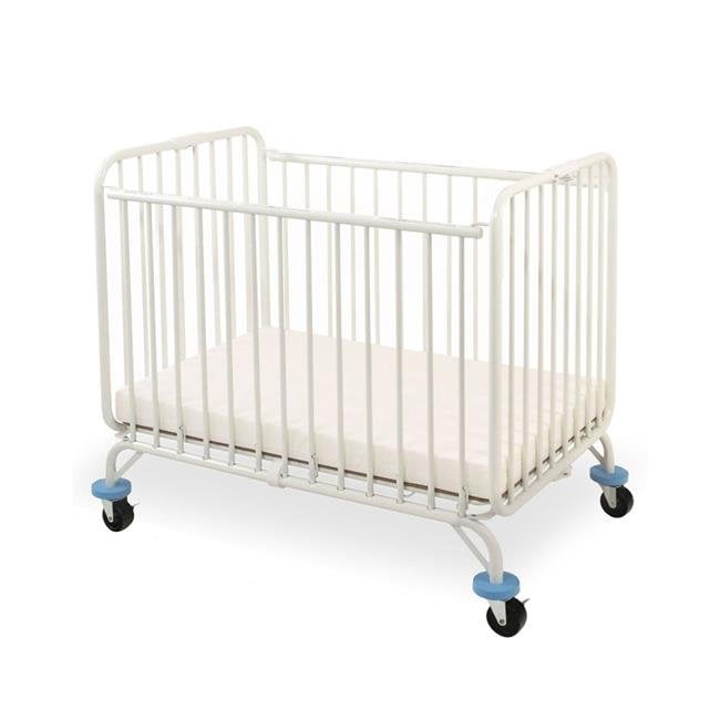 white metal crib