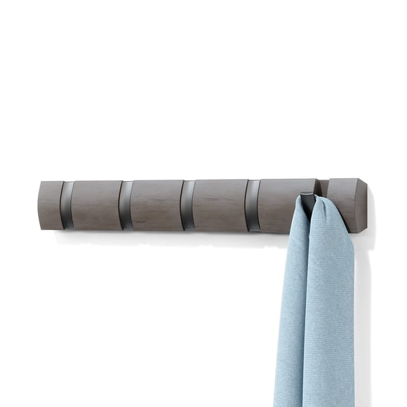 Flip WallMounted Coat Rack with Hooks Modern, SpaceSaving Storage for Hats, Jackets, Bags, Entryway, Mudroom, Closet, Bathroom, Bedroom Grey/Pewter