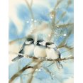 thumbnail image 2 of Pete, Katrina 26x32 Gold Ornate Wood Framed with Double Matting Museum Art Print Titled - Three Chickadees, 2 of 4