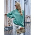 thumbnail image 5 of Womens Turtle-Neck Oversized Sweaters Casual Long Sleeve Pullover Loose Chunky Knit Jumper Green M, 5 of 9