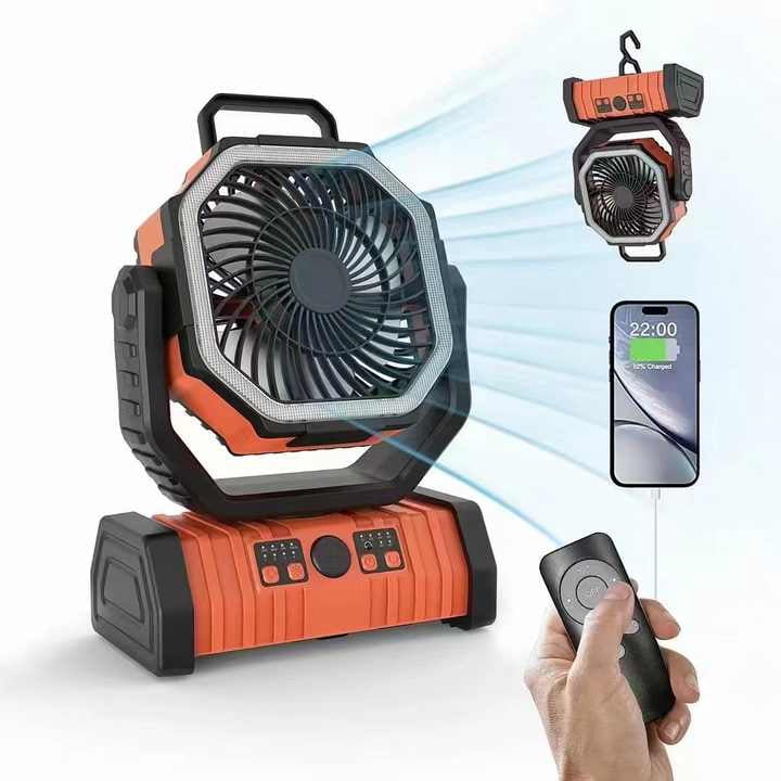 Universal HF-F6 Portable Rechargeable Outdoor Camping Fan USB Table Fan With LED Light And Power Bank For Camping Outdoor