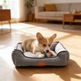 thumbnail image 5 of Washable Bolster Dog Bed, Soft Cotton Filled Pet Sofa Cushion, Non-Slip Calming Cat Bed for Small Medium Dogs Cats, 22.83x16.93in, Gray, 5 of 6
