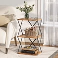 thumbnail image 5 of 3-Tier End Table Small Side Table Tall Bedside Night Stand with Storage Sofa Side desks for Living Room Bedroom Office Bathroom Small Space Rustic Brown, 5 of 14
