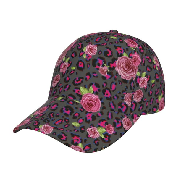 Fotbe Rose Mix Leopard 2 Gorro Clásico de Béisbol, Gorra Ajustable con Broche Snapback, Gorro de Exterior de Algodón Suave