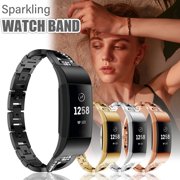 For Fitbit Charge 3 Stainless Steel Metal Replacement Wrist Bands ，Fashion Luxury Watchband 4 Colors