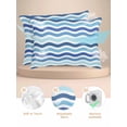thumbnail image 2 of Blue White Ombre Pillow Cases Queen Size Set of 2, Smooth Satin Pillowcase for Hair and Skin, Modern Geometric Gradient Ocean Striped Decorative Cooling Bed Pillow Covers with Zipper, 20x30 Inches, 2 of 5