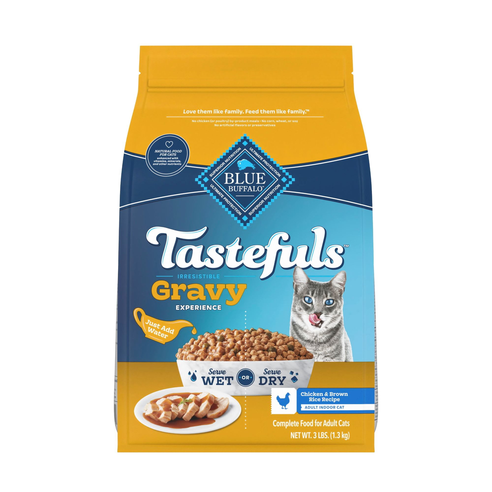 Blue Buffalo Tastefuls Irresistible Gravy Experience Chicken Adult Indoor Cat Dry Food 3 lbs.