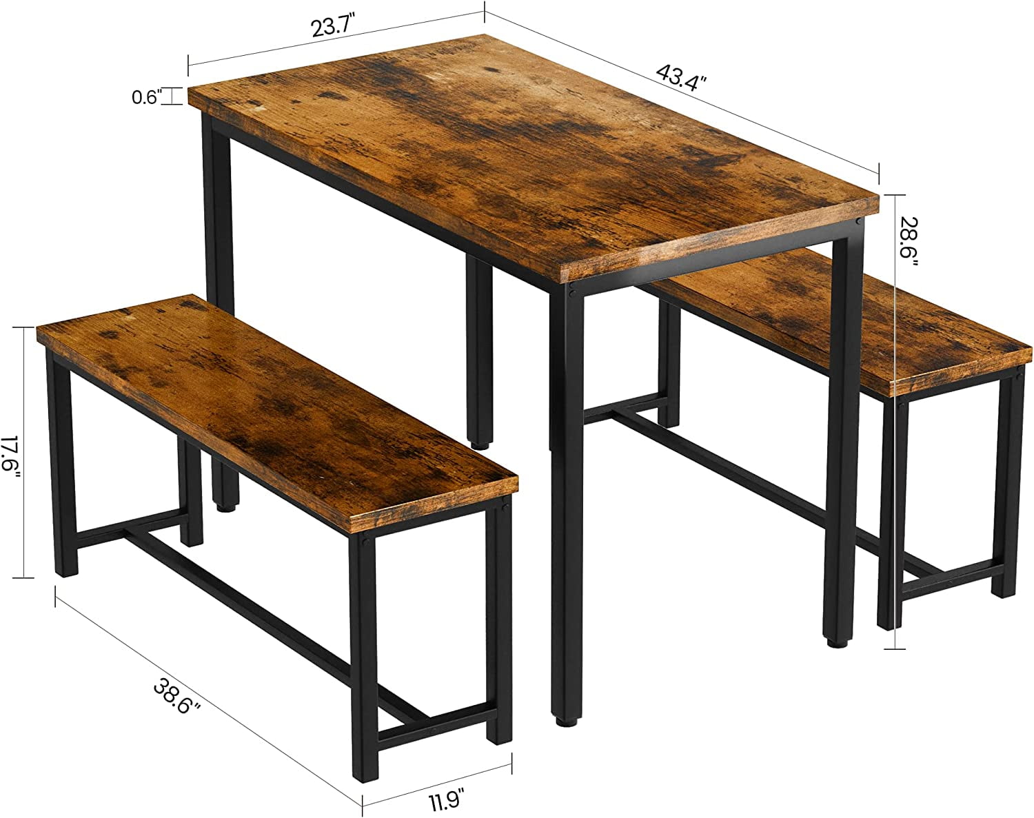 LinkRomat 43 Inch Dining Table Set for 4, Kitchen Table and Chairs Set, Small Dinette Table Set for Apartment or Dining Room