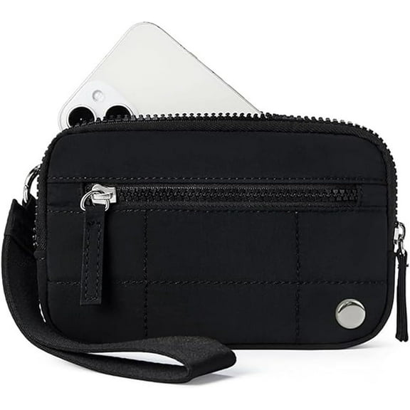 Convely Essential Wristlet, Wristlet Wallets for Women with 3 Zipper Purse, Nylon Quilted Wallet, Small Wristlet Pouch