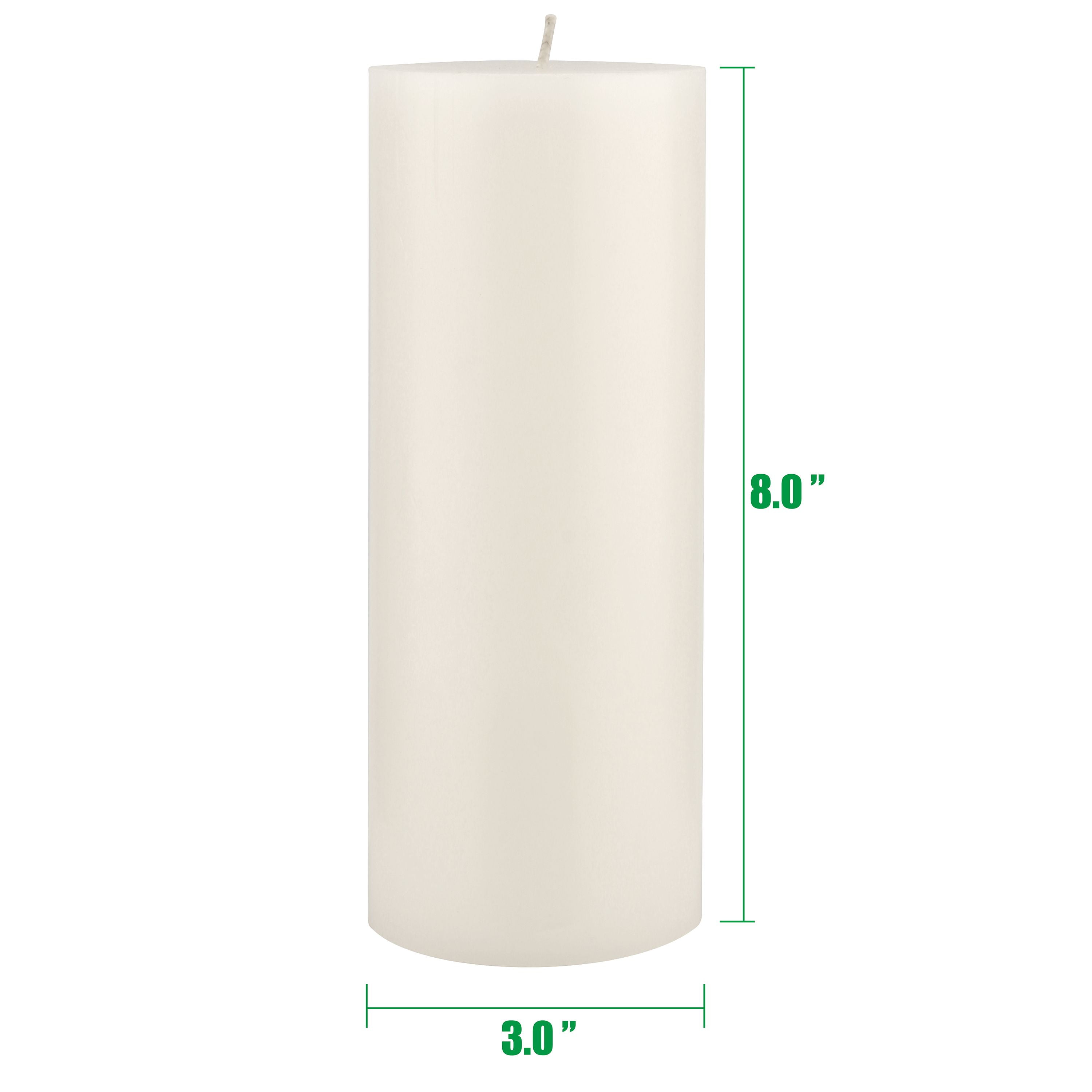 Stonebriar Unscented 3" x 8" 1-Wick White Pillar Candles, 6 Pack