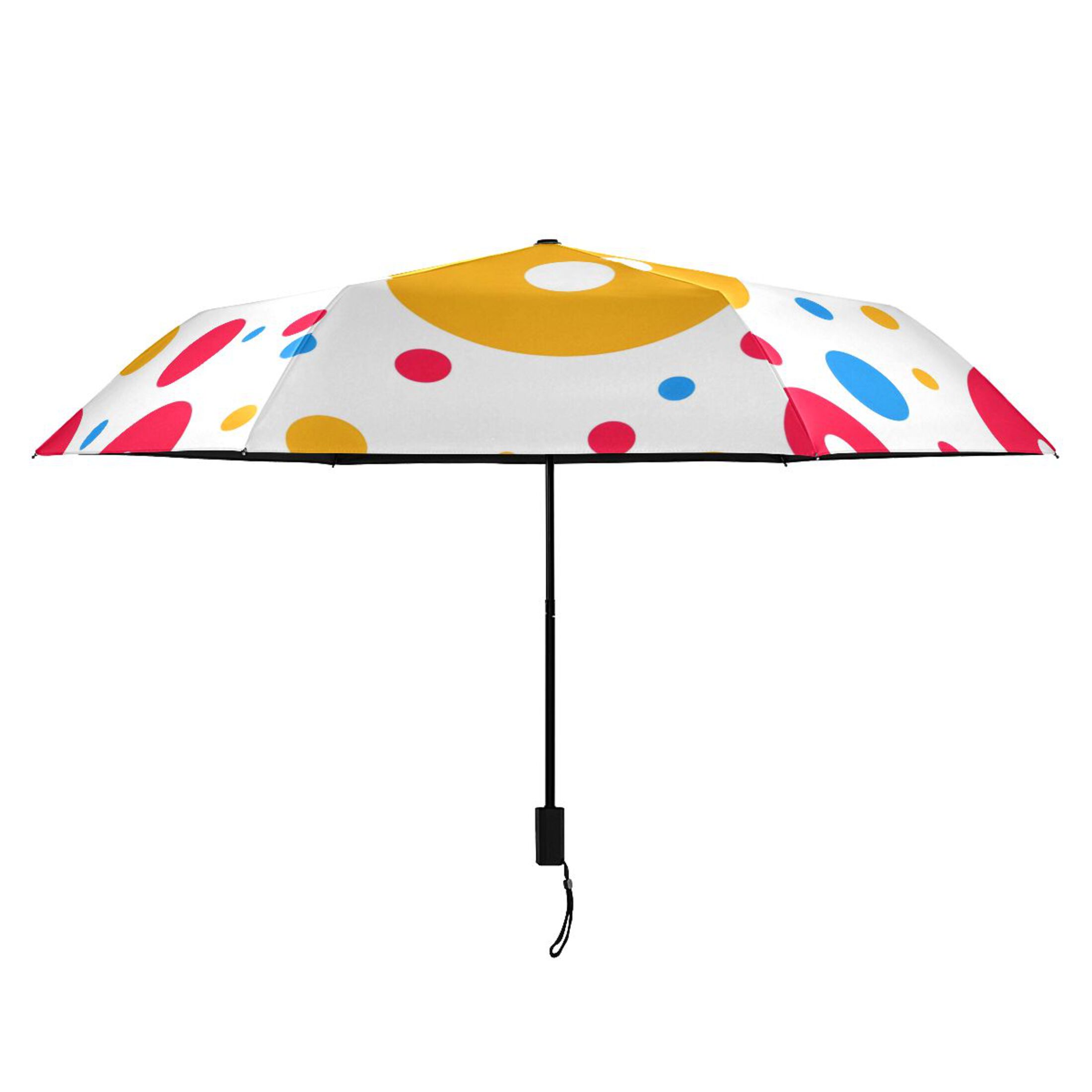 ALAZA Circle Polka Dots UPF 50+ Compact Folding Umbrella for Rain Travel Umbrella Packable