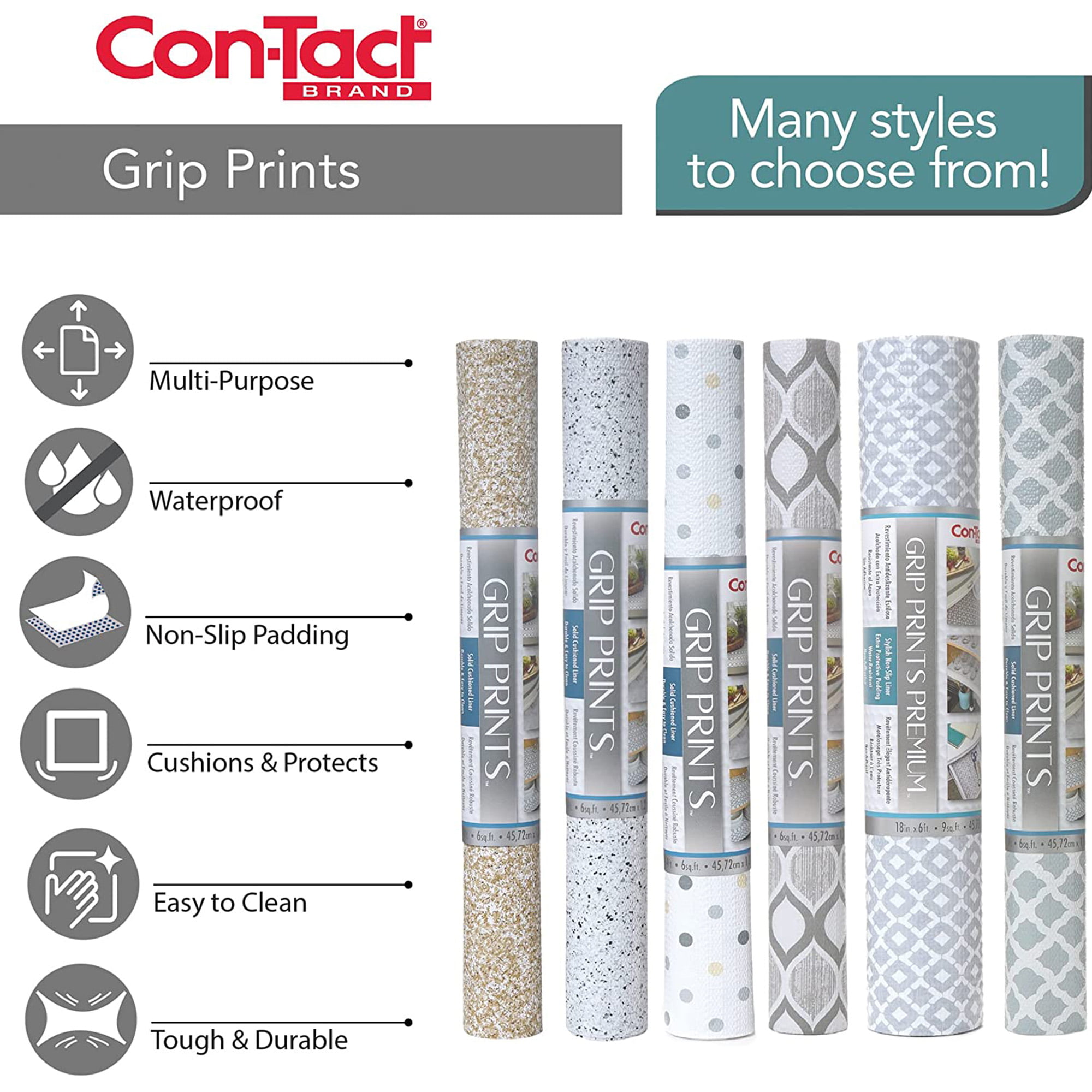 Con-Tact Brand Grip Premium Non-Adhesive Non-Slip Shelf and Drawer Liner Taupe 6 Pack 20