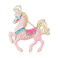 thumbnail image 1 of Broche vintage con forma de caballo rosa esmaltado para mujer, 1 of 2