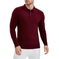 thumbnail image 4 of Camisa polo de punto de negocios de color sólido de manga larga para hombre XL burdeos, 4 of 6