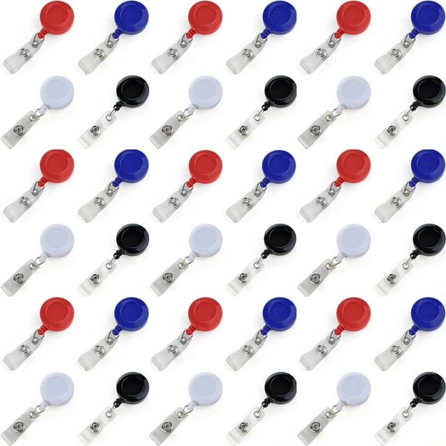 Muka 100 Pcs Retracting Badge Reel Solid Color with Belt Clip for Key Name Card-Assorted