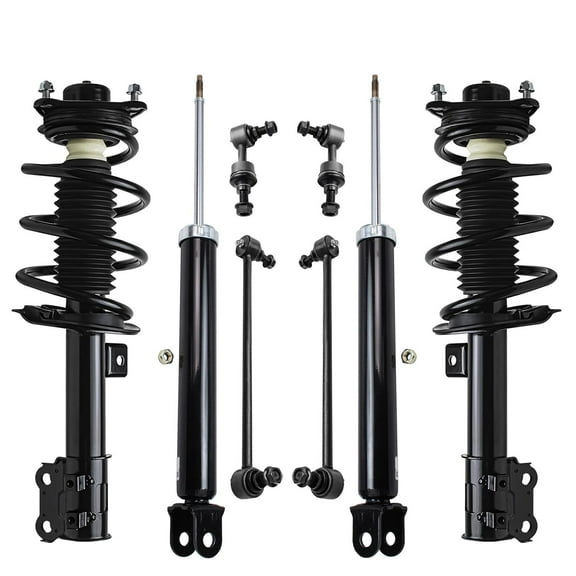 Detroit Axle - 8pc Front Strut w/Coil Spring Assembly & Rear Shock Absorbers, Sway Bars Kit for 2011 Hyundai Sonata - Built Before 7/23/10