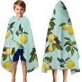thumbnail image 3 of Yellow Lemon Fruit Flowers LightBlue Pattern Hooded Bath Towel，50"x30" for Ages 3 To 12 Kids, Quick Dry Lightweight Soft Microfiber Hood Beach Towel Cover Up for Kids, 3 of 7