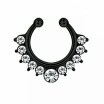 DESIGNICE Nose Jewelry Fake Septum Nose Rings Hoop Stainless Steel Faux Lip Ear Nose Septum Ring Non Piercing Clip on Nose Hoop Rings Body Piercing Jewelry Black