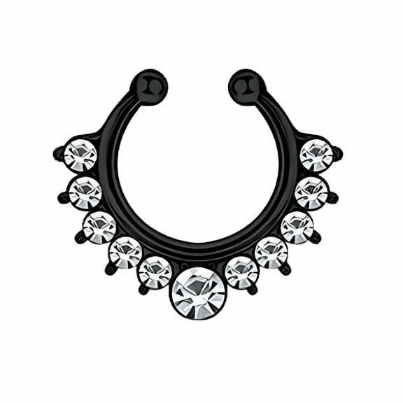 DESIGNICE Nose Jewelry Fake Septum Nose Rings Hoop Stainless Steel Faux Lip Ear Nose Septum Ring Non Piercing Clip on Nose Hoop Rings Body Piercing Jewelry Black