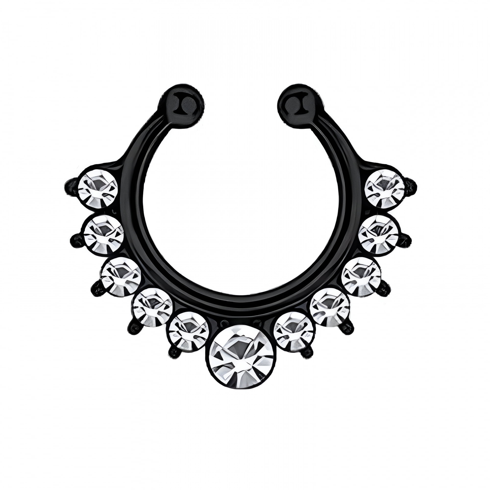 DESIGNICE 2026 New Nose Jewelry Fake Septum Nose Rings Hoop Stainless Steel Faux Lip Ear Nose Septum Ring Non Piercing Clip on Nose Hoop Rings Body Piercing Jewelry Black