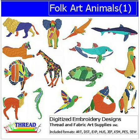 - ThreadArt Machine Embroidery Designs Folk Art Animals Version 1 CD