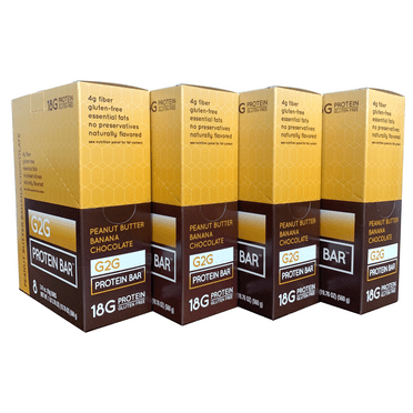 G2G Protein Bar, Peanut Butter Banana Chocolate, Gluten-Free, Clean Ingredients, Refrigerated for Freshness, 32 Bars (4 Packs of 8)