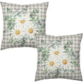 thumbnail image 2 of Spring Daisy Throw Pillow Covers 16x16 Inch Set of 2 Gray Buffalo Check Plaid White Daisies Decorative Pillow Cases Farmhouse Outdoor Linen Pillowcase Cushion Cases for Home Couch Sofa, 2 of 6