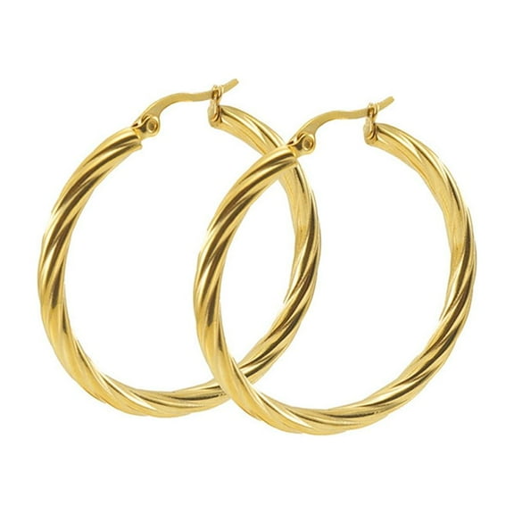 AUNOOL Gold Hoop Earrings for Women 14K Gold Plated Hoops Hypoallergenic Twist Earrings Jewelry