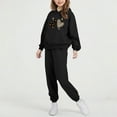 thumbnail image 6 of fnnxnal Girls Tracksuit Set for Kids (2-13 Years) - Black Hoodie & Jogger Pants, 100% Polyester Soft Casual Sport Outfit with Leopard Heart Graphic,Size 11 T, 6 of 6