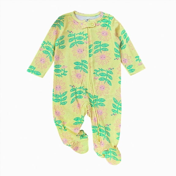gdxvjhbj Newborn Sleepers Baby One-Piece Footies Long Sleeve Sleep and Play Boys Girls Zip Front Romper Jumpsuit 0 3 6 9 12 18 24 Months (Light Yellow,3-6 Months)