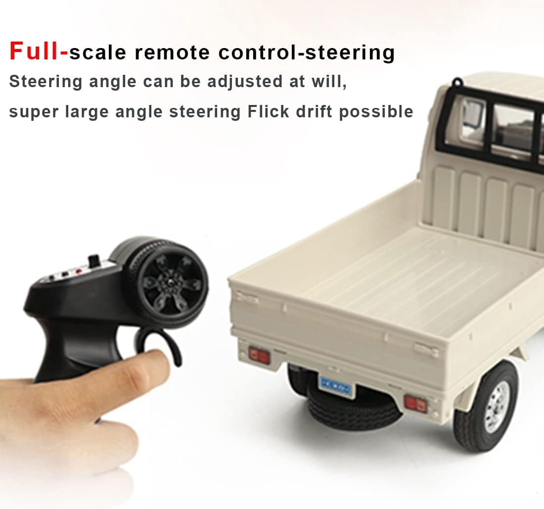 WPL D12 1:16 Scale Mini RC Truck, 2.4GHz Remote Control RWD Mini Pickup with LED Lights & Suspension System, RC Drift Vehicle Hobby Car for Adults