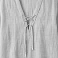 thumbnail image 4 of Men's Long Sleeve Cotton Linen Shirts Lace Up Solid Color Mid Sleeve Fashion Casual Shirts Casual Summer Beach T Shirts, 4 of 5