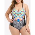 thumbnail image 1 of Más el tamaño de la geometría de una pieza del traje de baño Rosegal Camisetas sin mangas de talla grande, 1 of 5