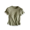 thumbnail image 2 of Pijama de manga corta para mujer, de verano, ligero y transpirable, con almohadillas para el pecho y camisetas de manga corta. Pijama de poliéster para mujer., 2 of 3