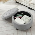 thumbnail image 6 of 30-Inch Round Storage Ottoman, Modern Button Circle Storage Coffee Table with Removable Lid Top,Upholstered Large Footrest Stool for Bedroom,Living Room,Grey, 6 of 16