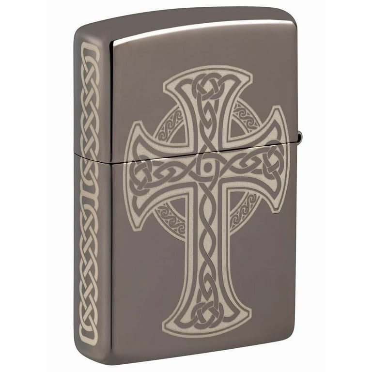 Zippo 48614 Black Ice Celtic Cross Design Windproof Pocket Lighter