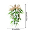 thumbnail image 2 of Artificial White Tulip Teardrop Swag, 15.7" Front Door Hanging Swag with Burlap Bow, Easter Theme Party Decor, Indoor Outdoor Home Decor, 2 of 5