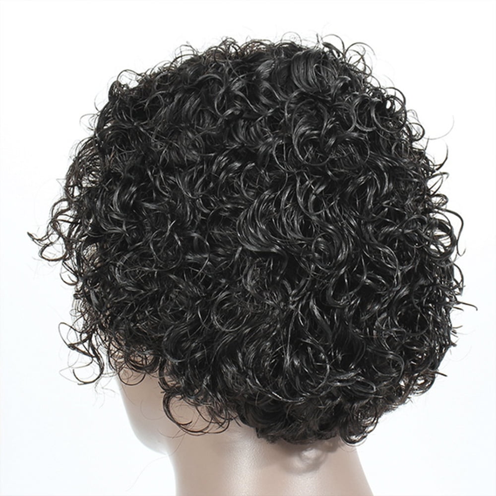 Gpoty Short Curly Hair Wigs，Human Hair Short Pixie Cut Wigs for Black Women Brazilian Human Hair Nautral Color
