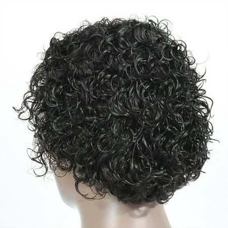 Tcwhniev Short Curly Hair Wigs,Human Hair Short Pixie Cut Wigs for Women Human Hair Nautral Color