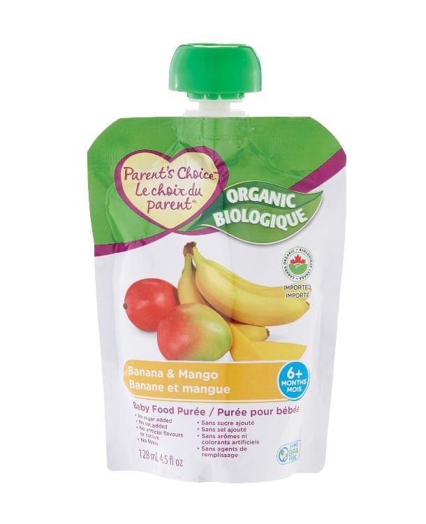 Parent's Choice Organic Banana & Mango Baby Food Purée, 128 mL