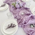thumbnail image 1 of Nvzi Camino de mesa de gasa para boda romántica, estilo rústico bohemio, elegante decoración natural de gasa, 35 x 118 pulgadas (morado), 1 of 2