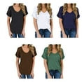 thumbnail image 4 of Guardurnaity Blusa de manga corta con cuello en V, camiseta suelta informal, camisetas de verano con bolsillo Prendas para la parte del cuerpo Blanco L, 4 of 6