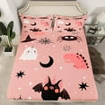thumbnail image 2 of Feelyou Kawaii Unicorn Ghost Twin Sheet Sets, Cartoon Dinosaur Bat Twin Fitted Sheet, Pink Sguar Halloween Flat Sheet, Luxury Bedroom Decor, 3pcs, 2 of 7