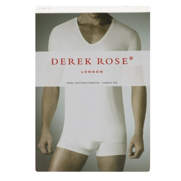 Derek Rose Men's Black Jack Pima Cotton Stretch V-Neck Tee Undershirts, Tanks & Camisole - S