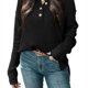 thumbnail image 3 of Blusa de mujer Botón de manga larga Hombro caído Moda Transpirable Señora Blusa de ajuste casual Negro S, 3 of 6