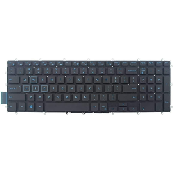 New US Blue Font English Backlit Laptop Keyboard (Without palmrest) Replacement for Dell G3 15 3500 G5 15 5500 G5 SE 5505 Light Backlight
